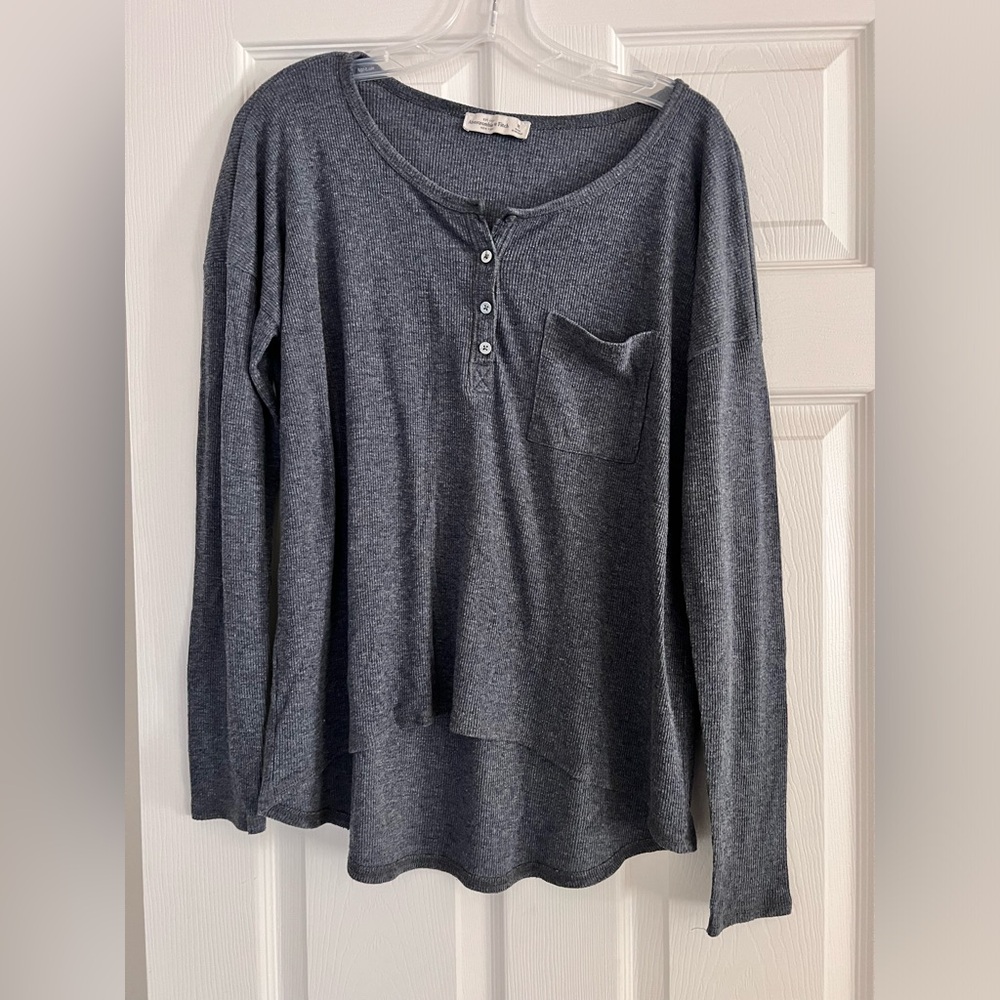 Abercrombie Long Sleeve Charcoal Blue Thermal Henley